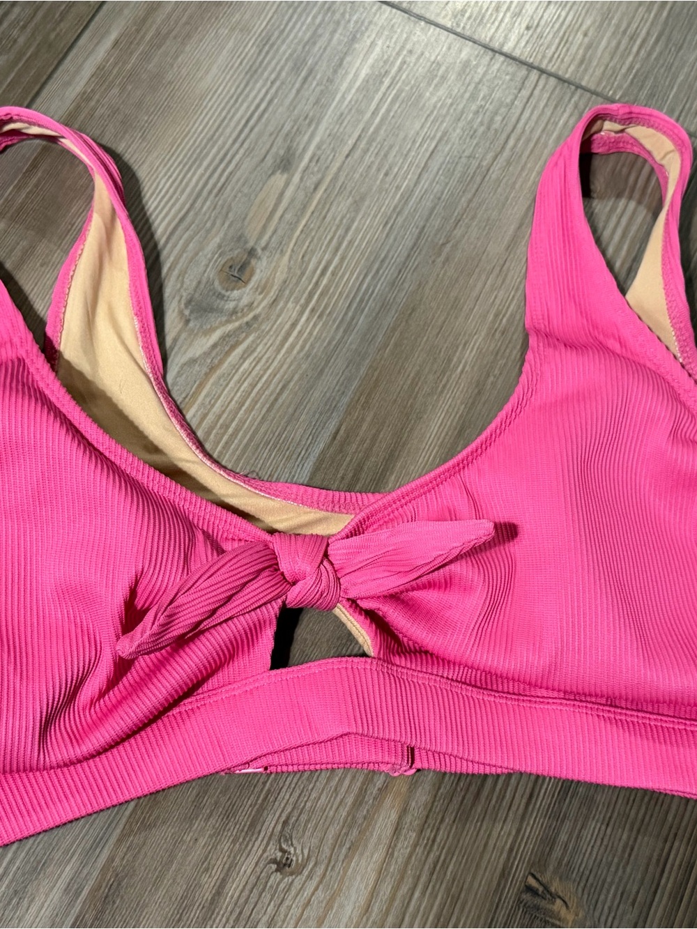 Old Navy Hot Pink Knot-Front Ribbed swim top